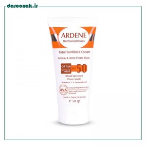 کرم ضد آفتاب SPF50 رنگی مناسب پوست چرب آردن 50 میلی گرم