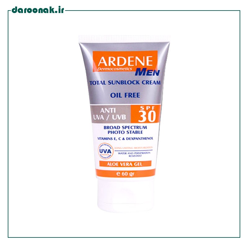 کرم ضد آفتاب مردانه آردن SPF30 فاقد چربی ۶۰ گرم